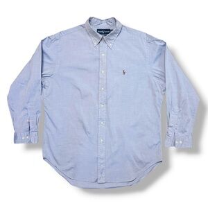 RALPH LAUREN Blue Classic Fit Button Down Collar Dress Shirt 16 1/2 32/33
